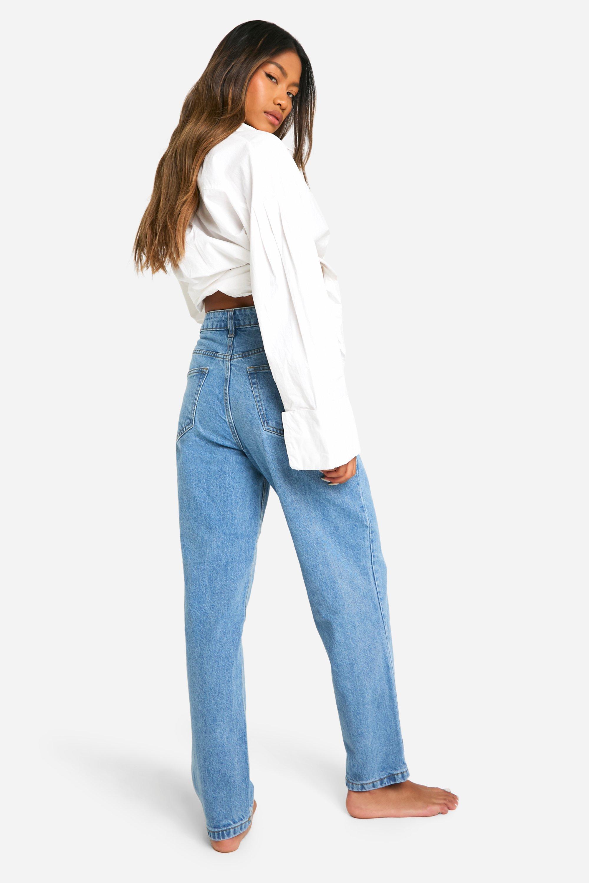 Fjfsoo Women Drawstring Straight Leg Jeans High Waist Washed